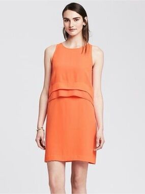 Banana Republic Orange Sleeveless Layered Shift Dress
